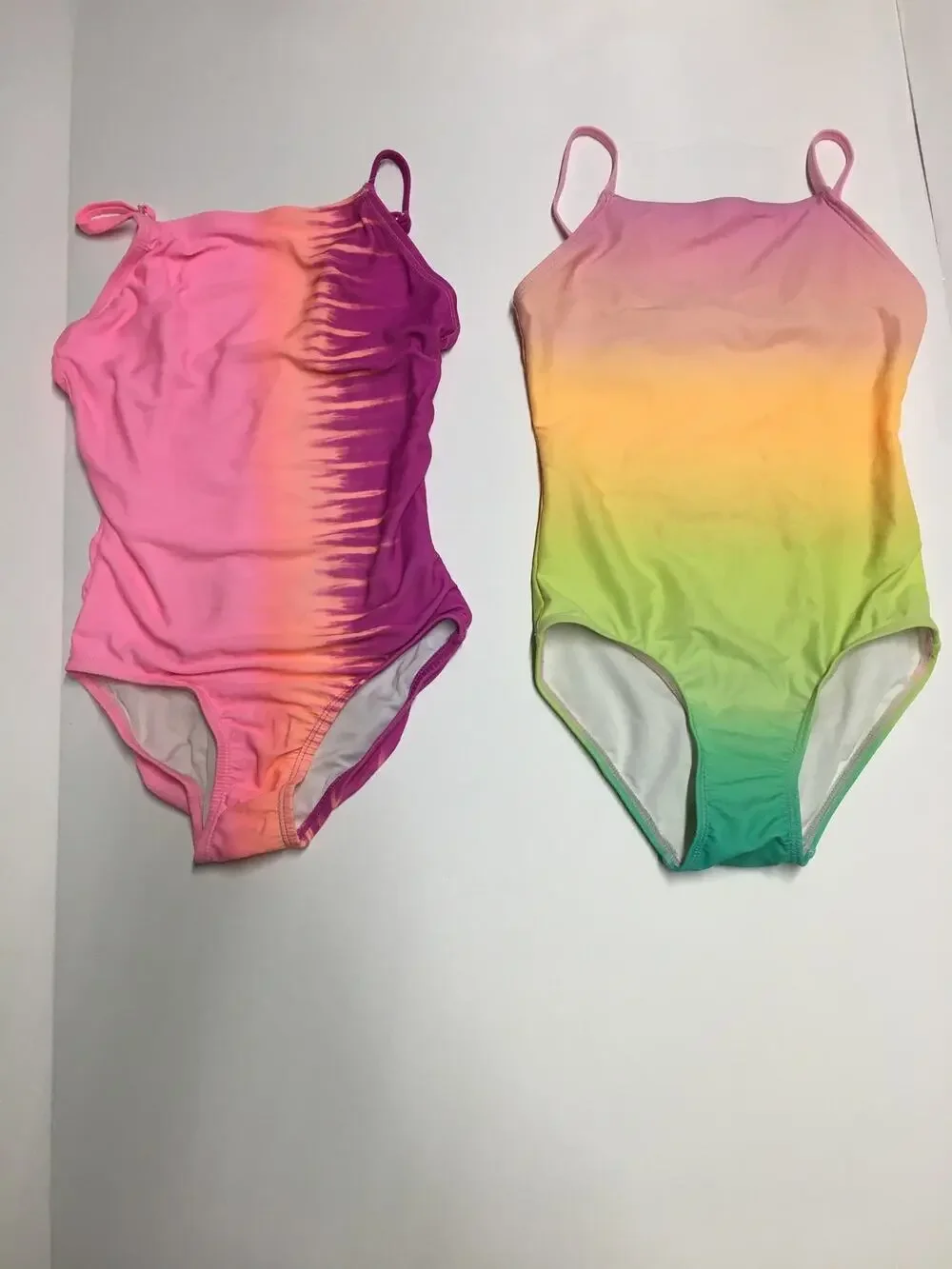 2 Old Navy One Piece Swimsuits Lot Ombre Colors Adjustable Straps S 6-7